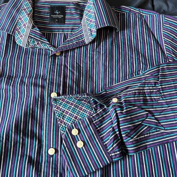 Tailorbyrd Collection Purple Posh Button Down Large - Picture 2 of 7